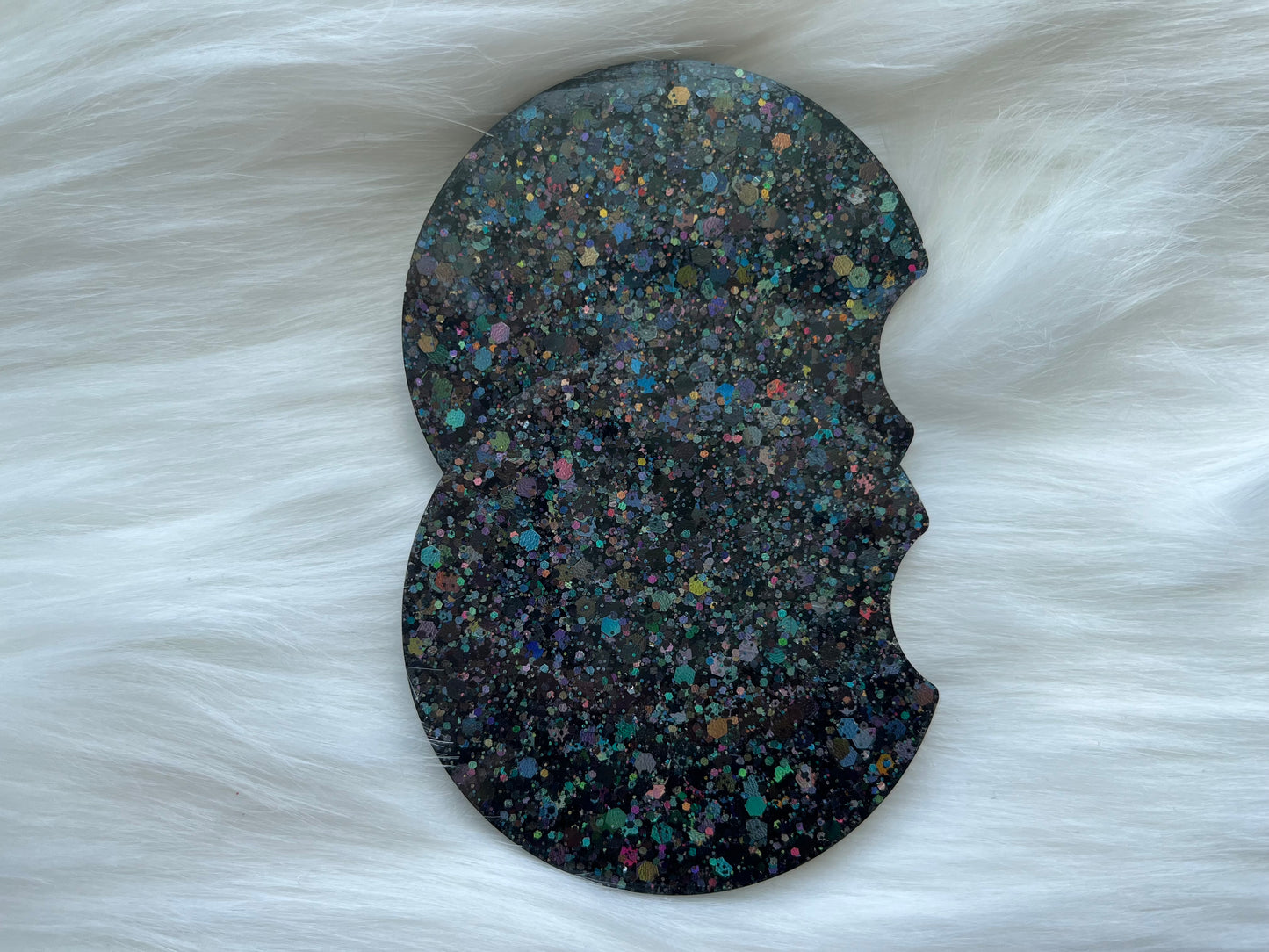 Car Coasters | Holographic Black | Chunky Glitter