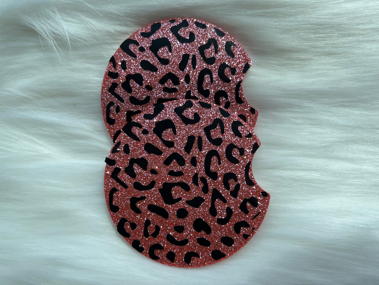 Car Coasters | Cheetah Print | Fine Glitter