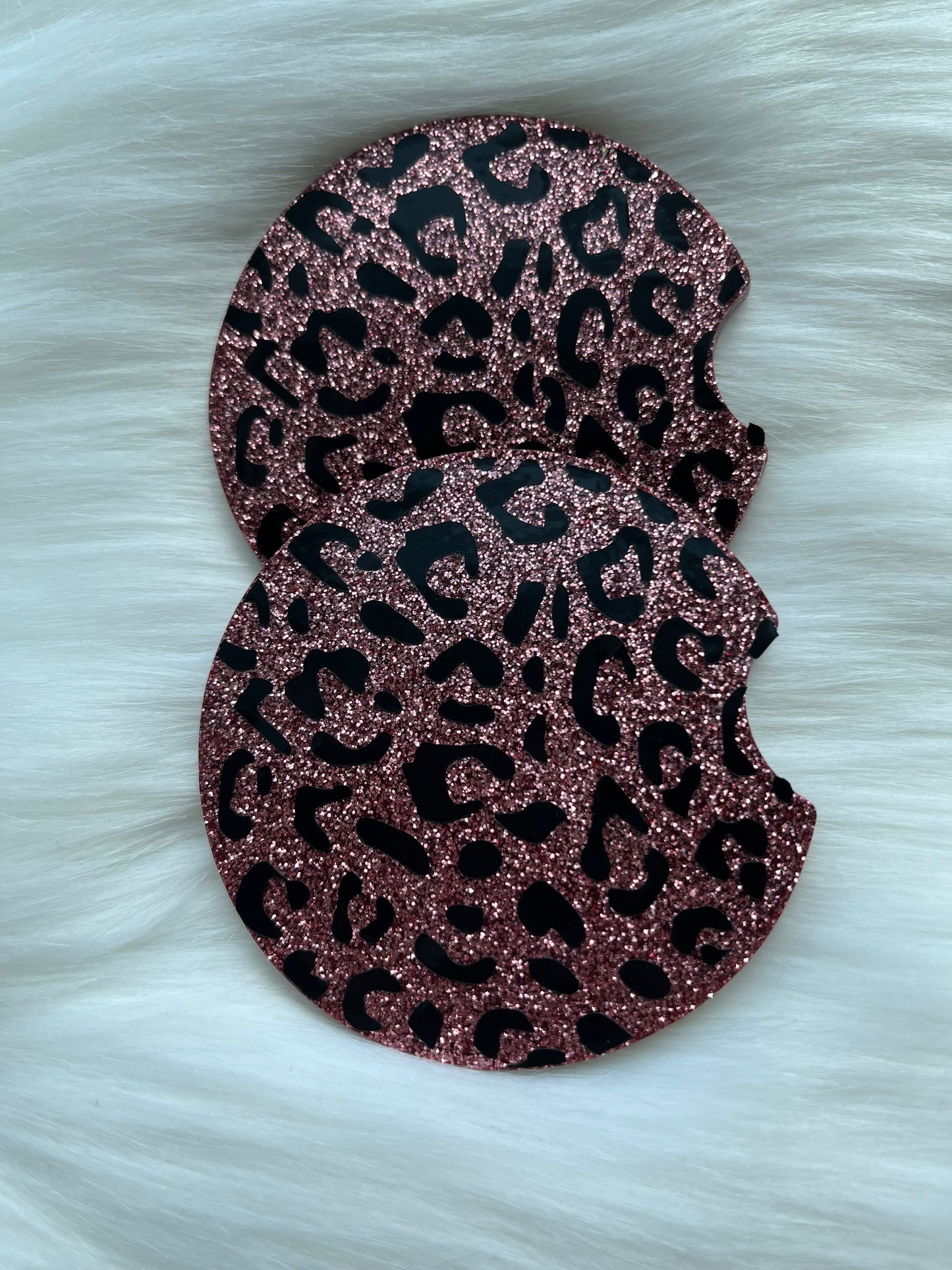 Car Coasters | Cheetah Print | Fine Glitter