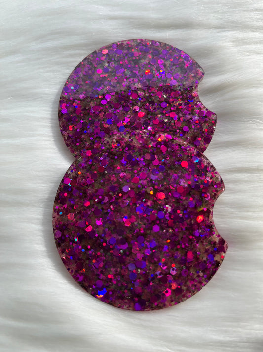 Car Coasters | Pink & Purple Mix | Chunky Glitter