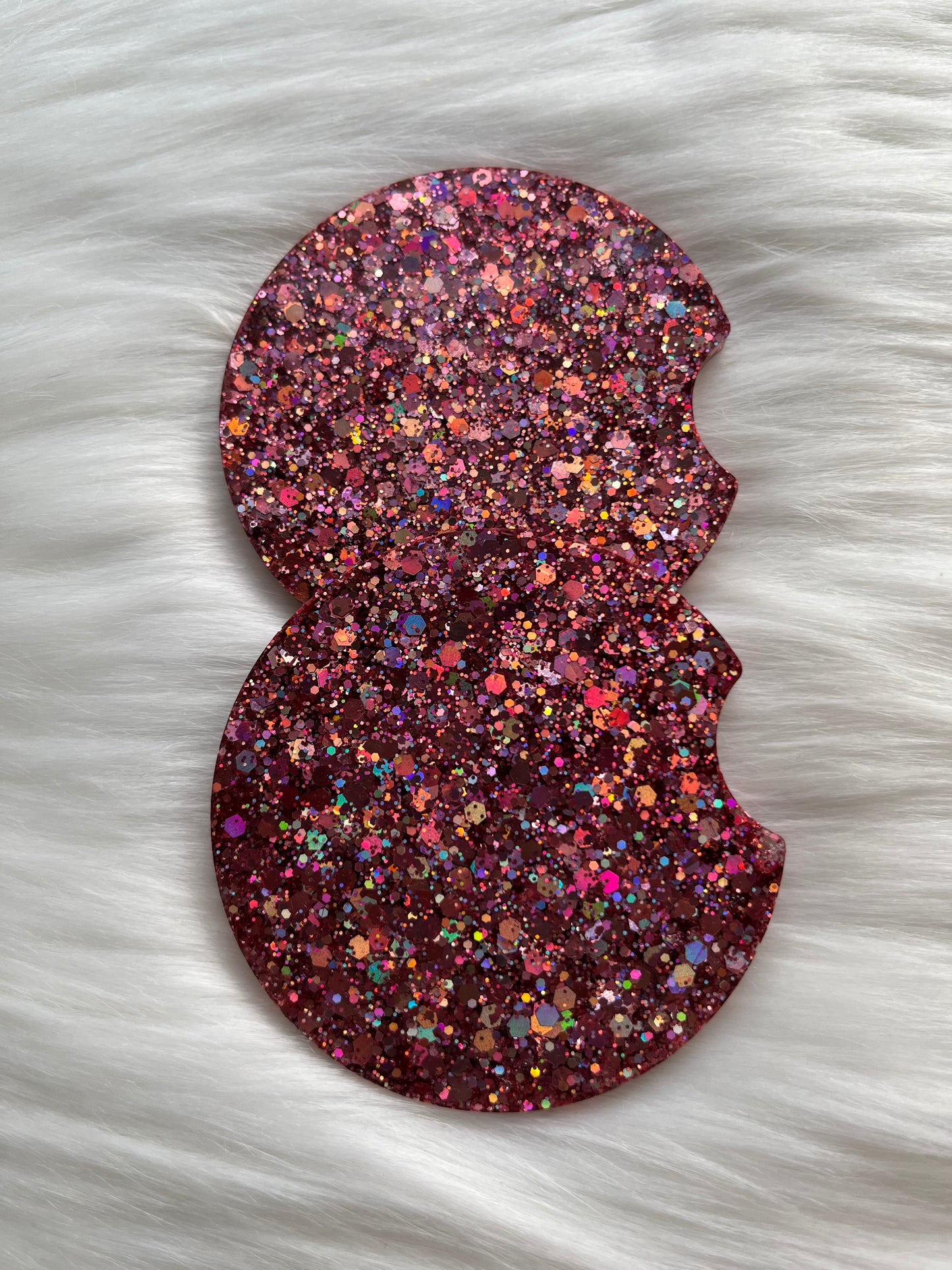 Car Coasters | Holographic Rose Gold | Chunky Glitter