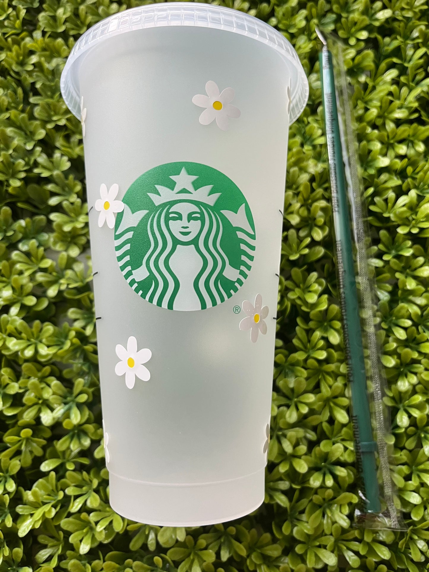 White Flowers Starbucks Cup