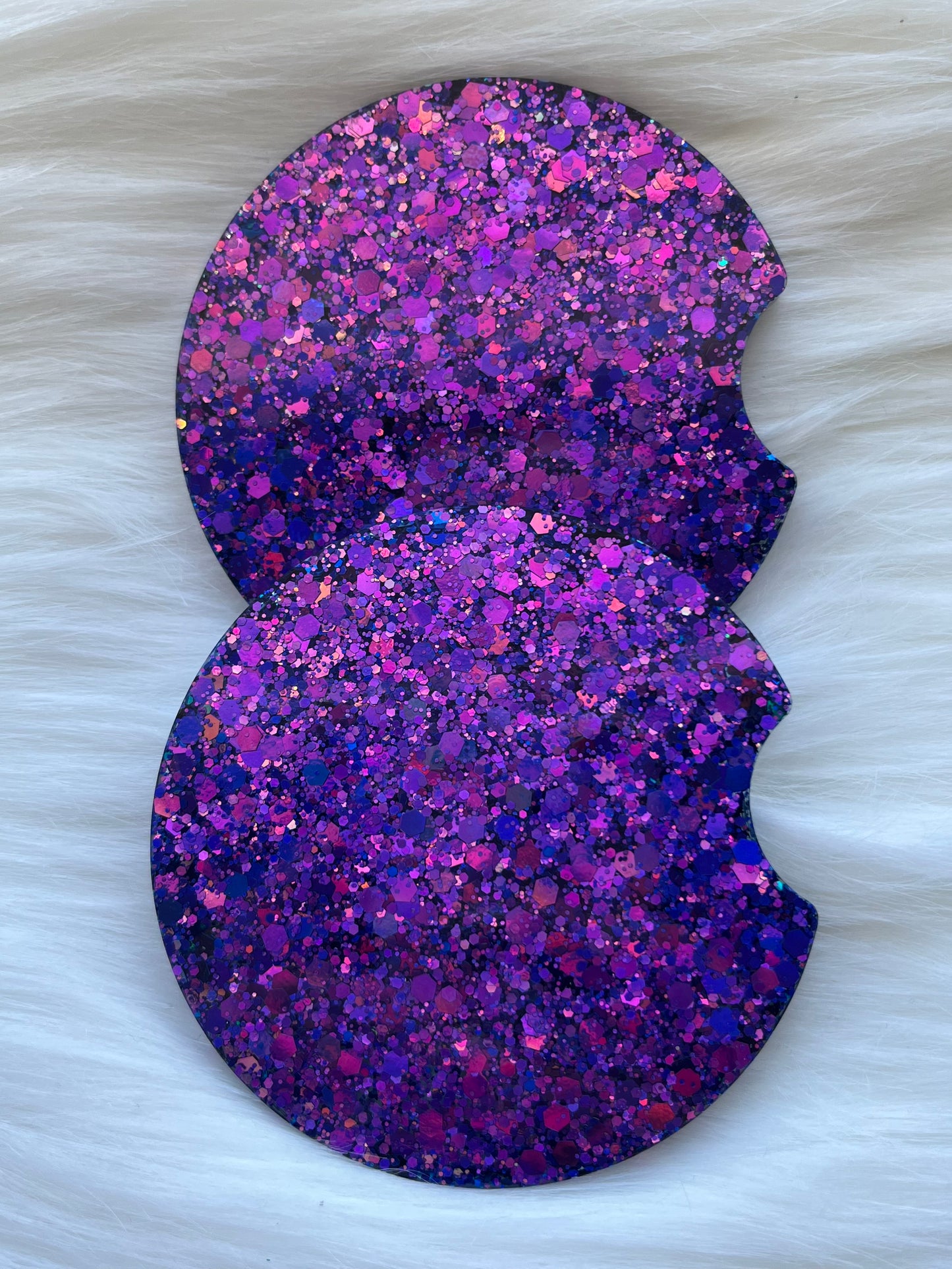 Car Coasters | Color Shifting Pink & Purple | Chunky Glitter