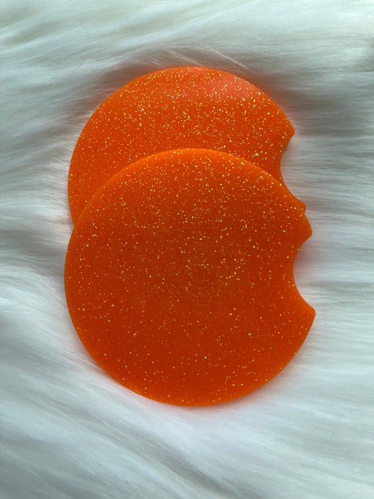 Car Coasters | Orange | Fine Glitter