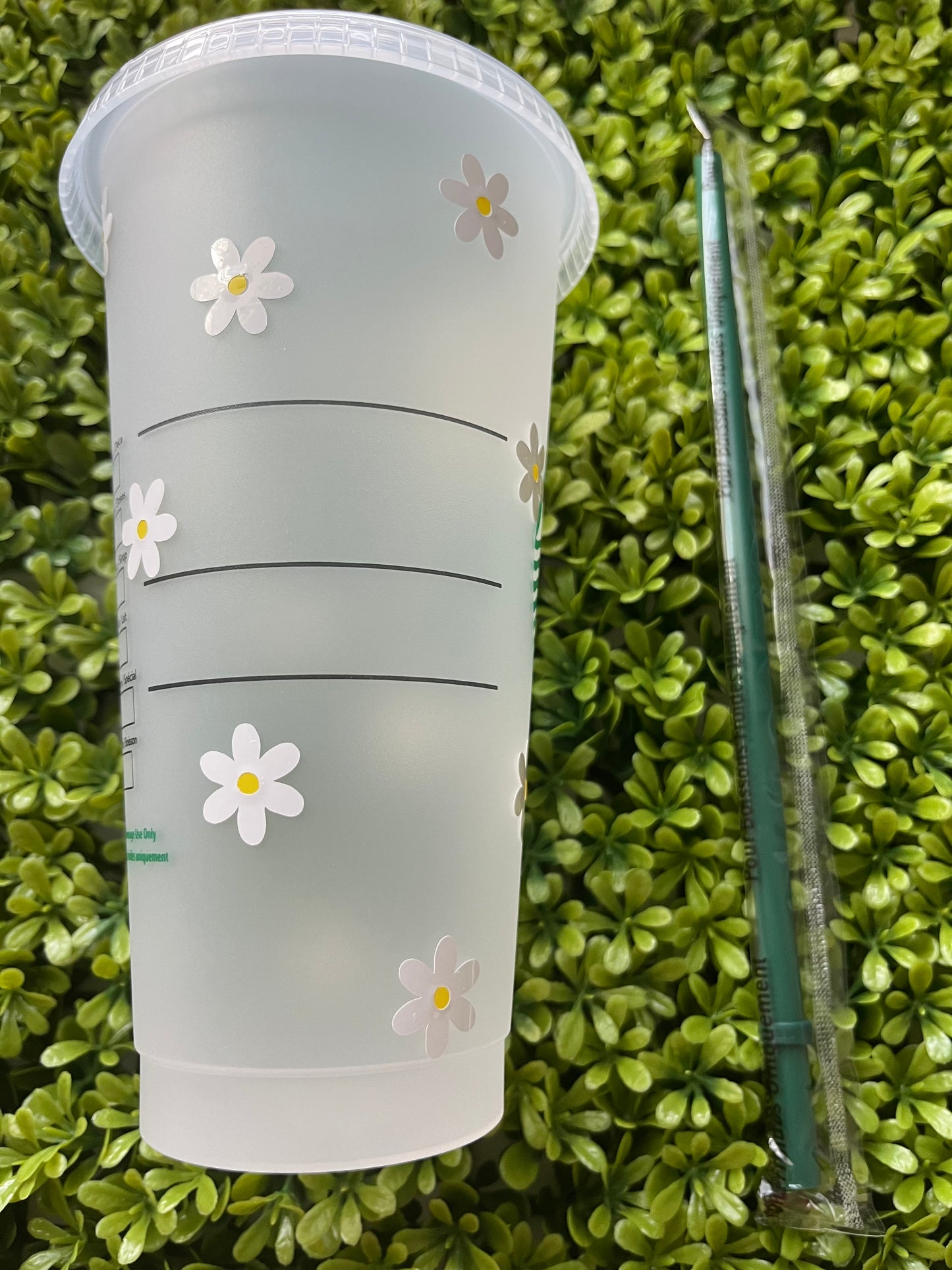 White Flowers Starbucks Cup