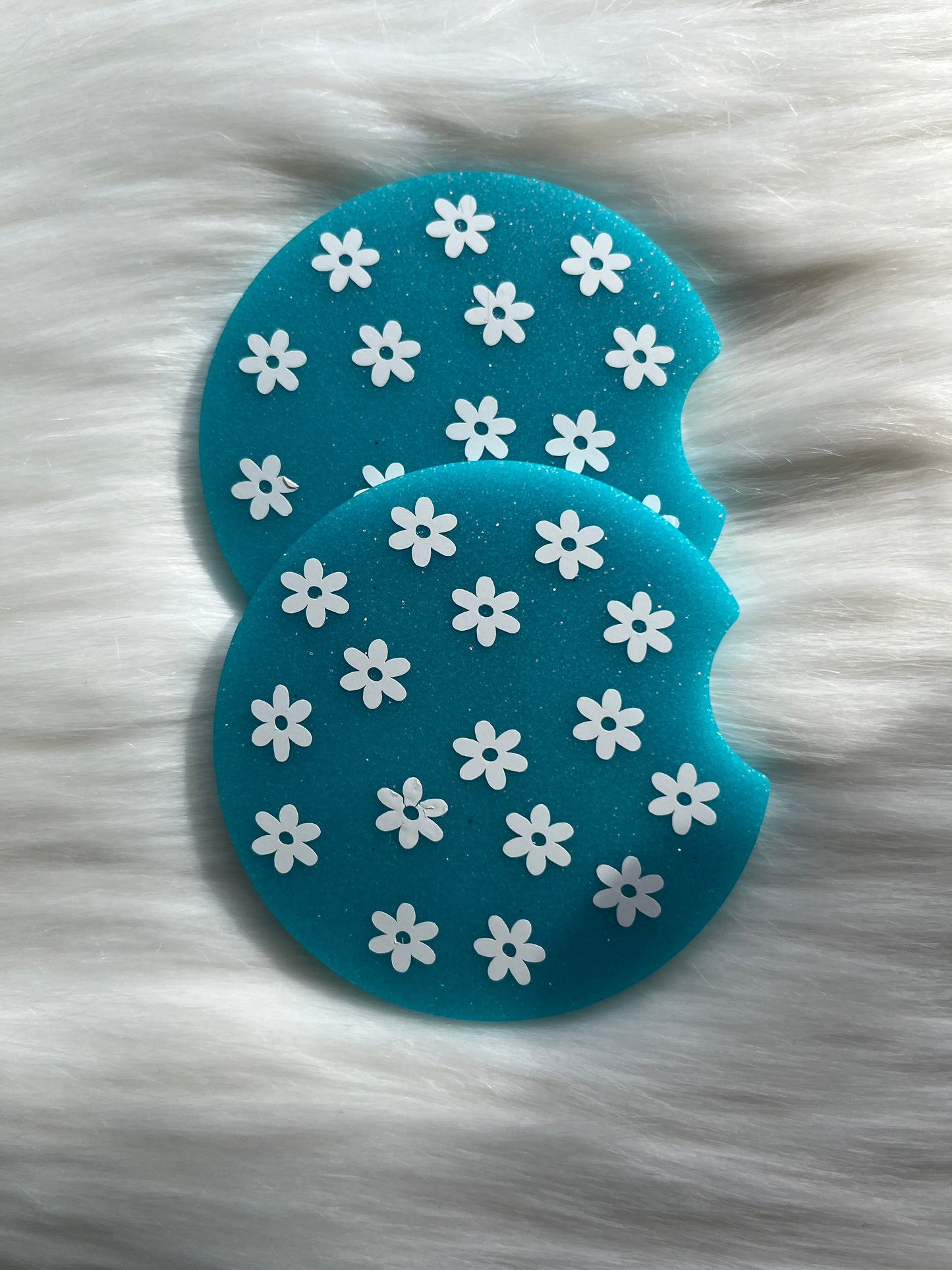 Car Coasters | Flowers | Fine Glitter