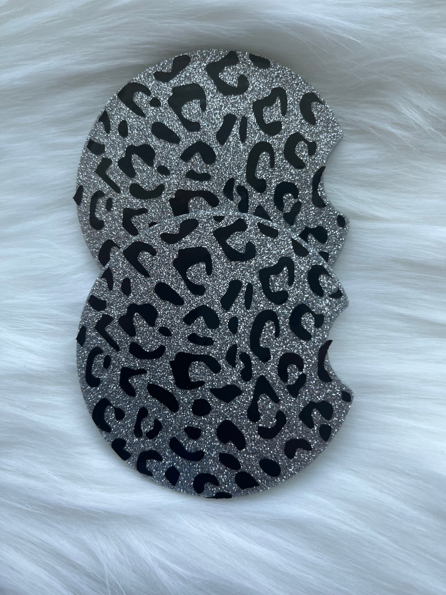 Car Coasters | Cheetah Print | Fine Glitter