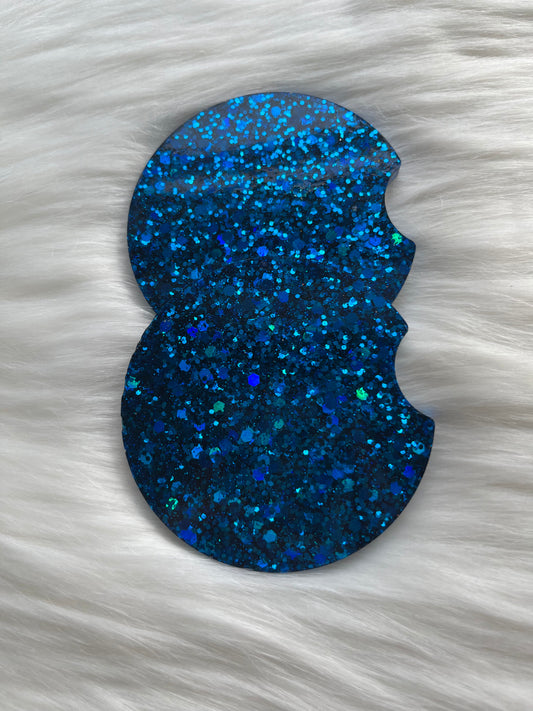 Car Coasters | Blue | Chunky Glitter