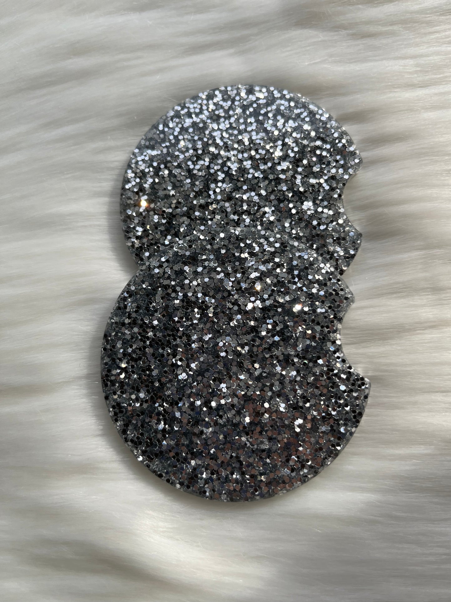 Car Coasters | Silver | Medium Glitter