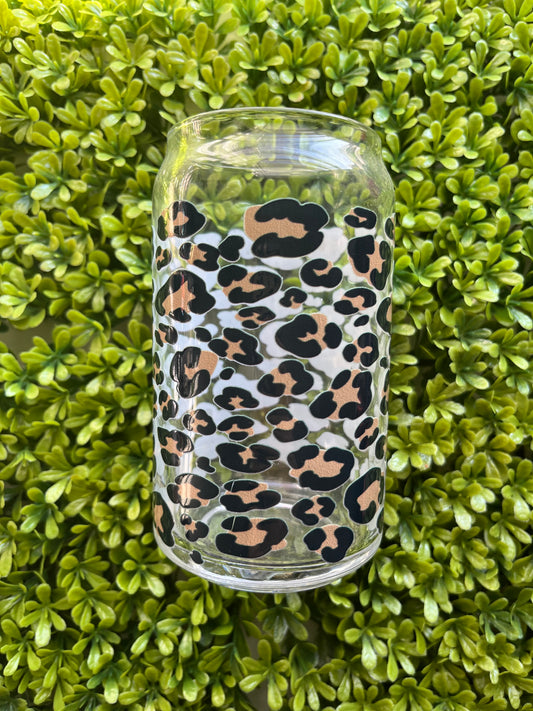 Cheetah Print Glass Cup