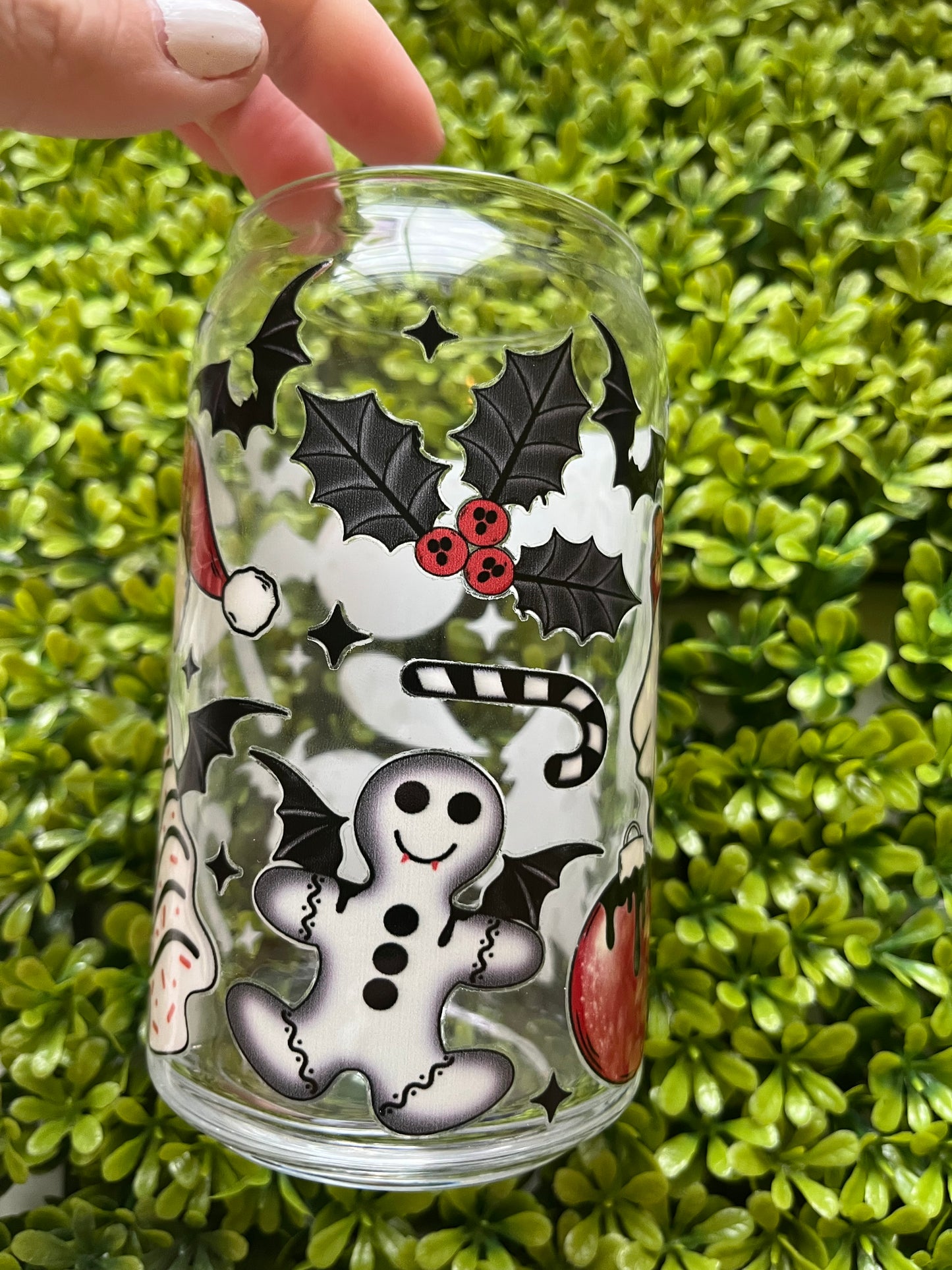 Halloween & Christmas mix Glass cup (16oz)