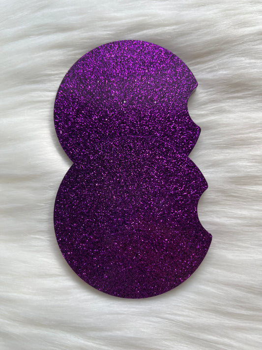 Car Coasters | Purple | Fine Glitter