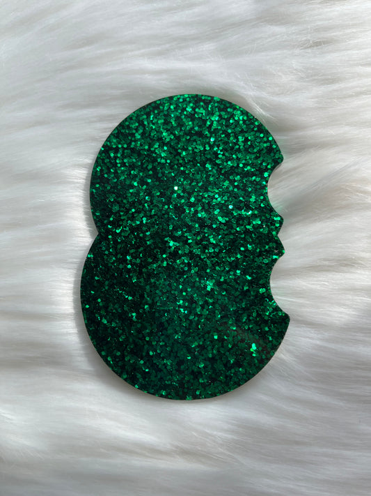 Car Coasters | Green | Medium Glitter